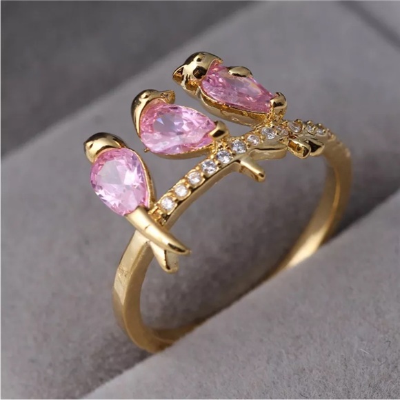 Women's 3 Ct Pink Cute Bird Women Silver Wedding Engagement Ring Size 6 - Picture 5 of 10